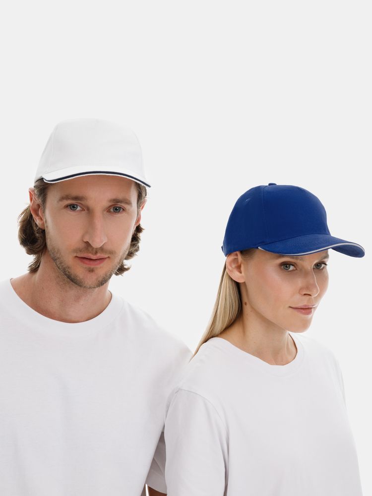 Бейсболка Long Beach, белая с темно-синим-6