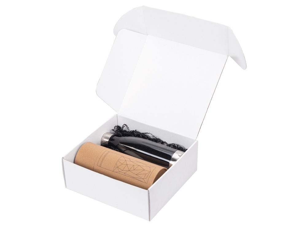 Подарочный набор с термокружкой и бутылкой Water cross, черный-1