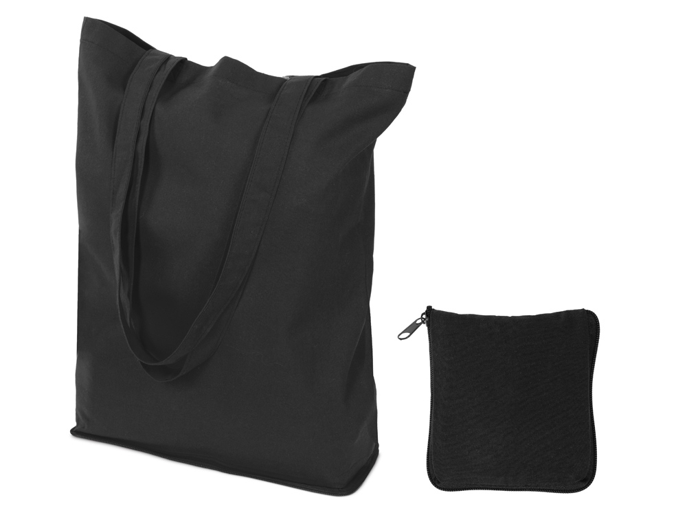 Складывающаяся сумка Skit из хлопка на молнии, черный-1