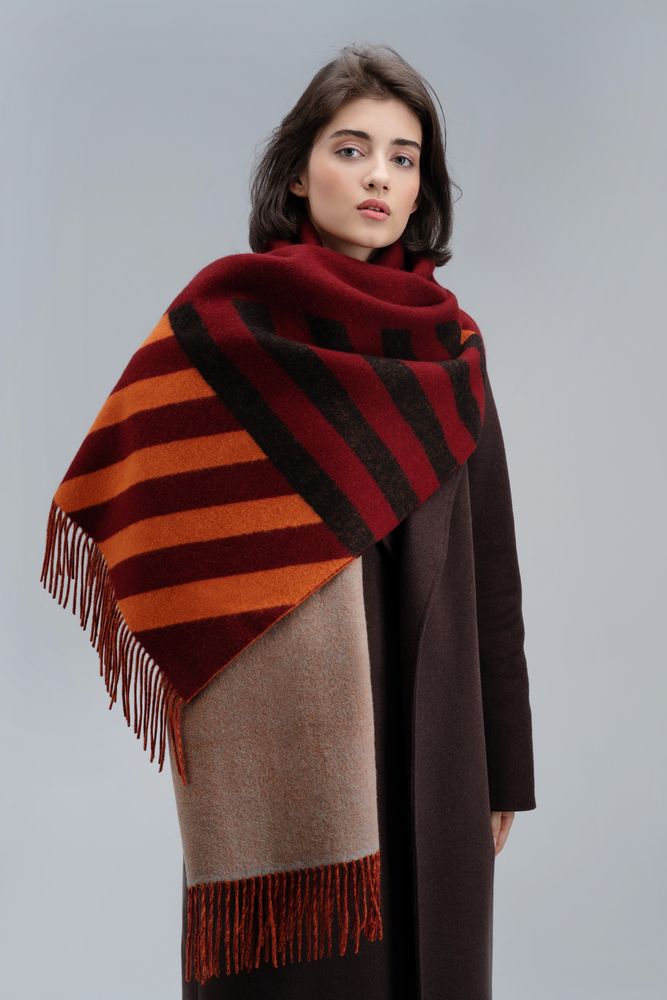 Палантин Charming, коричневый с оранжевым-7