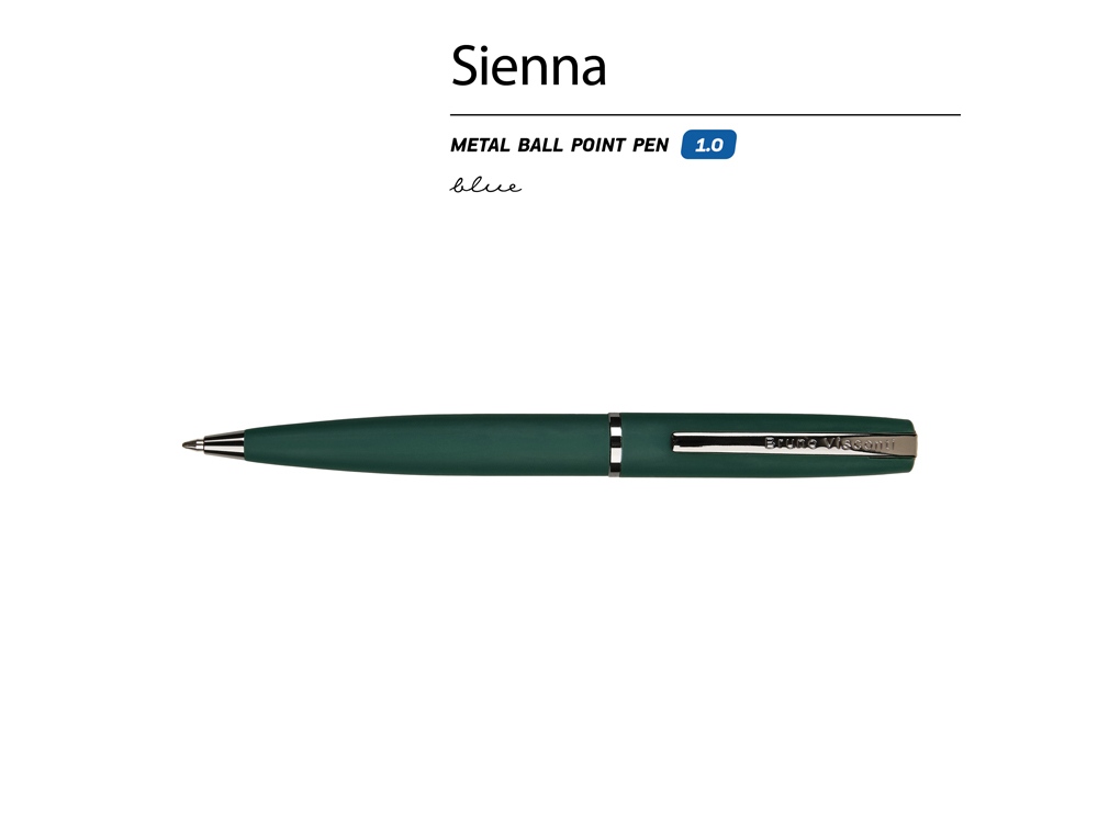 Ручка металлическая шариковая Sienna, софт-тач, 1.0 мм, зеленый-1