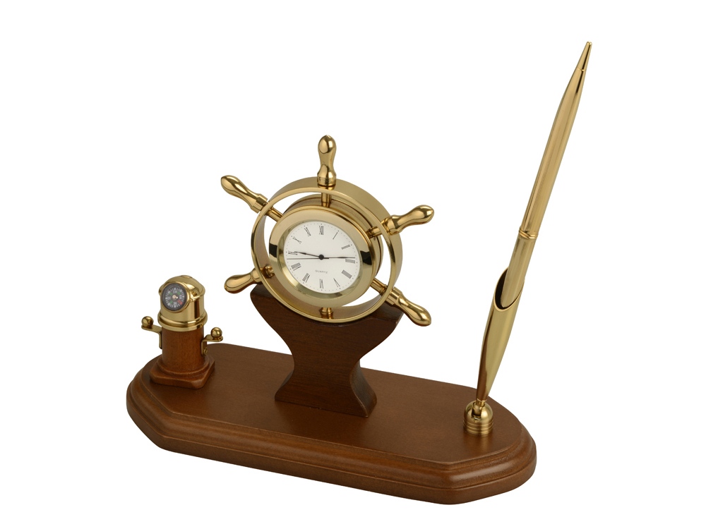 Настольный прибор У руля, коричневый/золотистый-0