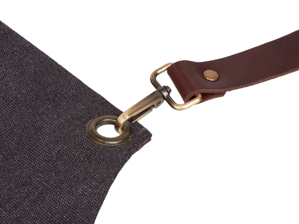 Фартук из канваса с ремнями из натуральной кожи, материал: канвас смесовый, плотность 450 гр/м, натуральная кожа КРС, цвет черный, коричневый темный-10