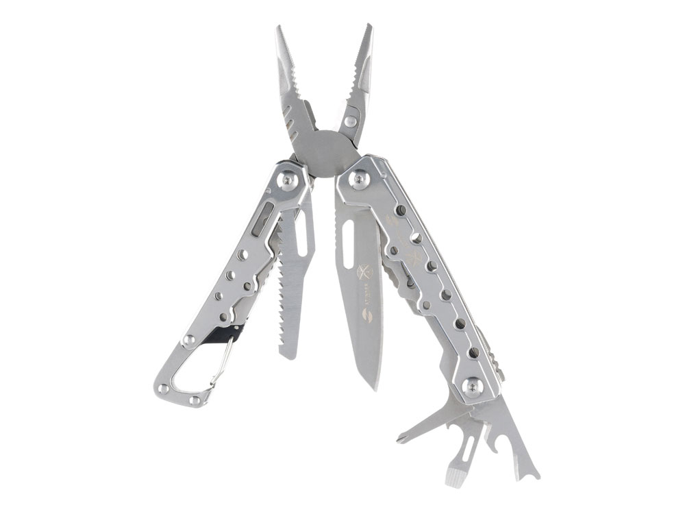 Мультитул Stinger, 105x40 мм, 12 функций, сталь, серебристый, в комплекте нейлоновый чехол-0