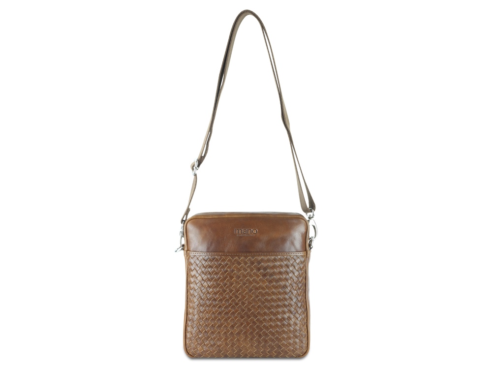Сумка через плечо Mano Don Luca, натуральная кожа в коньячном цвете, 23 х 26,5 х 4,5 см-7