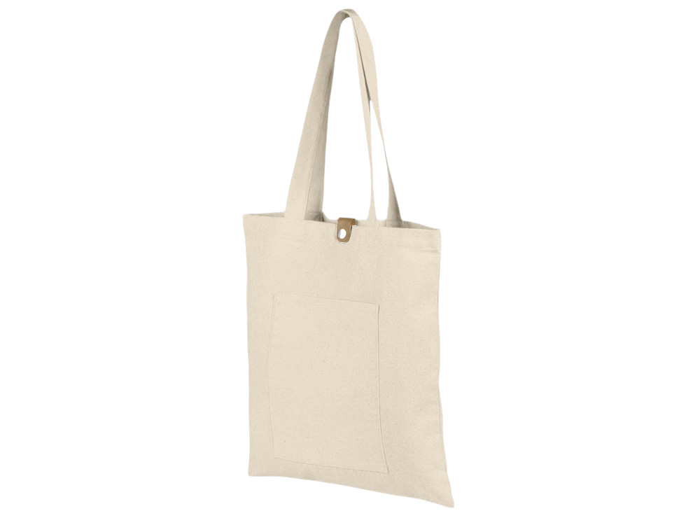 Сумка Clip из хлопка 340 г/м2 с застежкой из экокожи, натуральный-3