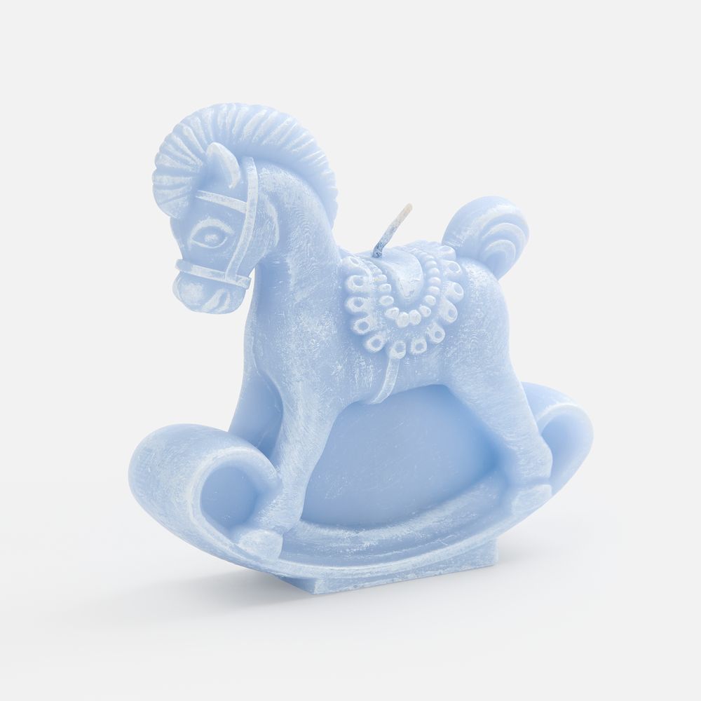 Свеча фигурная «Лошадка-качалка», голубая-0