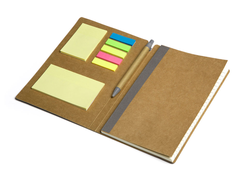 Блокнот с ручкой и набором стикеров А5 Write and stick, серый-1