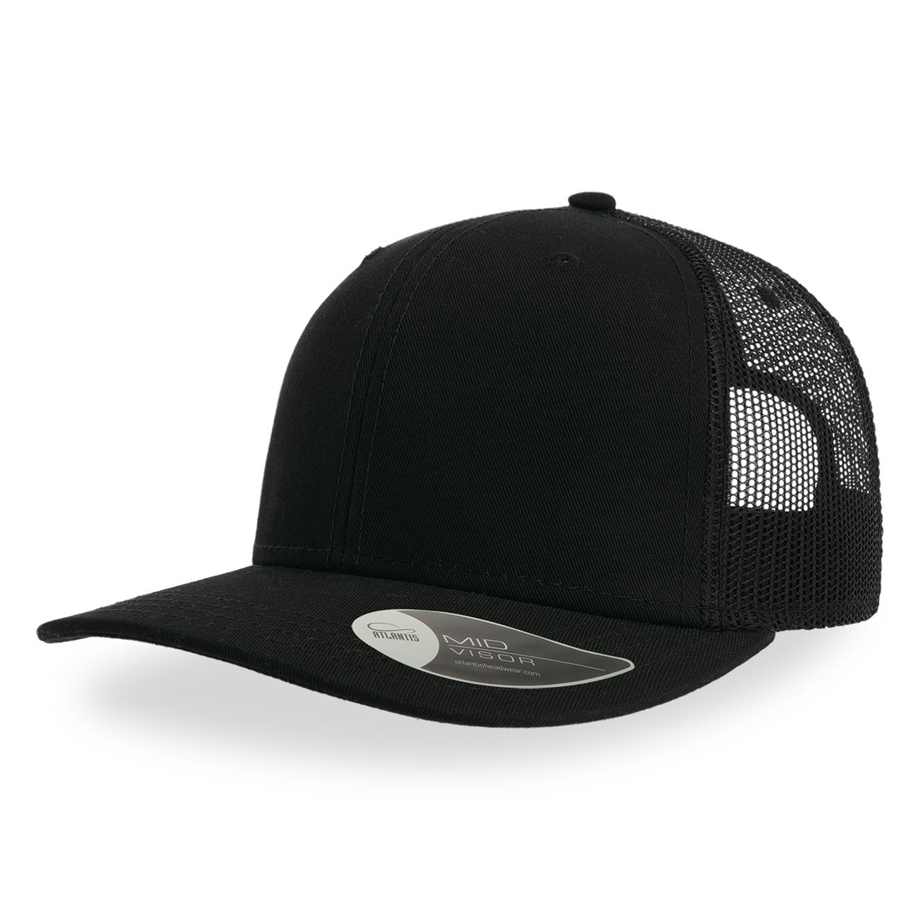 Бейсболка SONIC, 6 клиньев, пластиковая застежка, черный-0