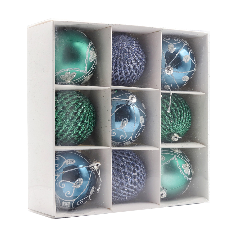 Набор новогодних пластиковых шаров №4 (9 шт.), Мультиколор-1