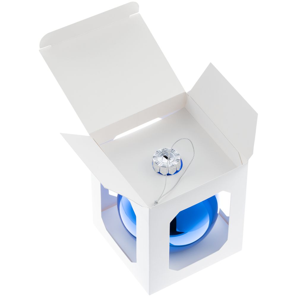 Елочный шар Finery Gloss, 10 см, глянцевый синий-4