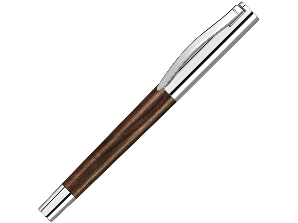 Ручка роллер TITAN WOOD R, синий, 0.7 мм, коричневый/серебряный-0