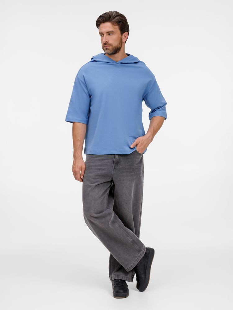 Футболка оверсайз унисекс с капюшоном Neofit, синяя-7