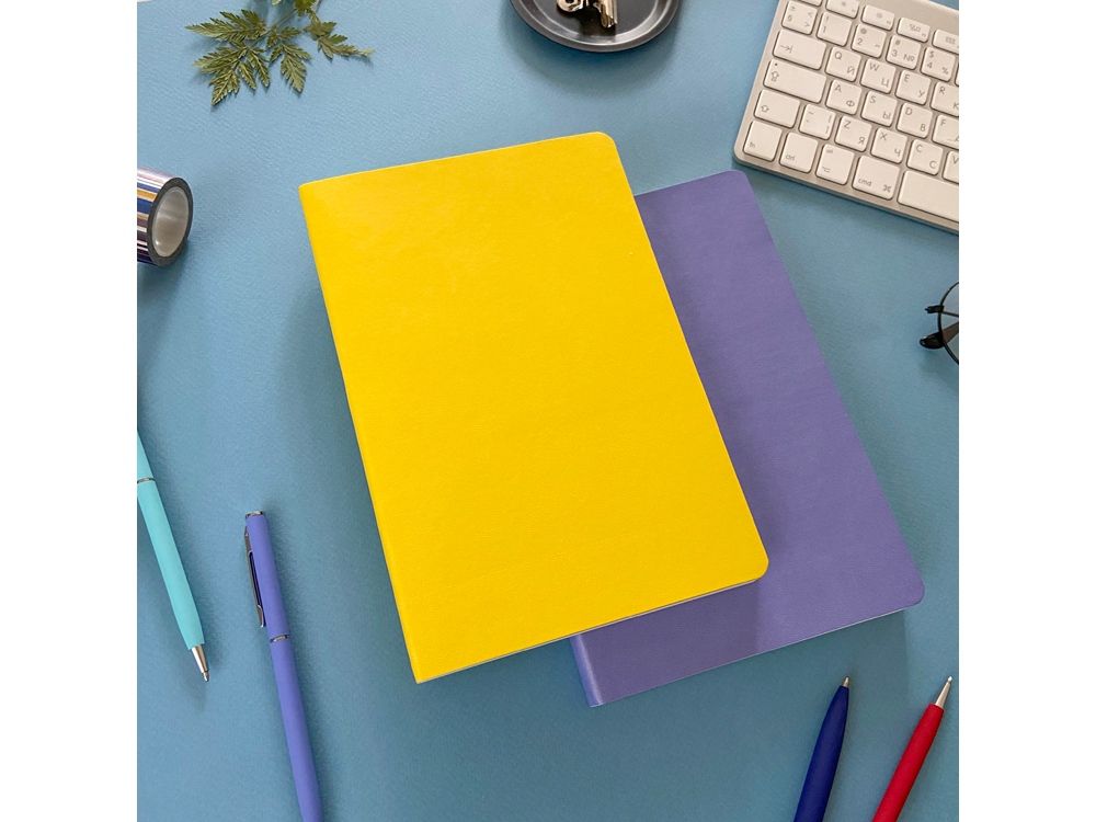 Ежедневник А5 недатированный Megapolis Velvet Flex, желтый-13