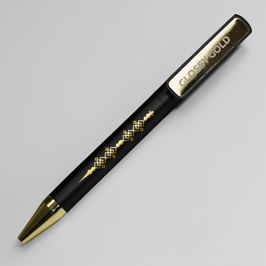 Ручка шариковая GLOSSY GOLD, черный, золотистый-4