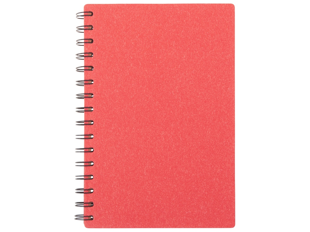 Блокнот на спирали в картонной обложке с переработанной бумагой Mania, красный-1