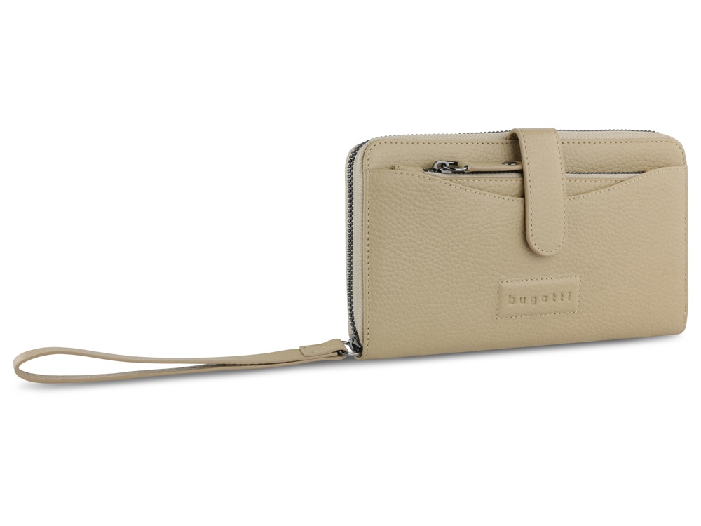 Кошелёк женский BUGATTI Elsa с ключницей, с RFID, песочного цвета, кожа/полиэстер, 18,7х3х10 см-0