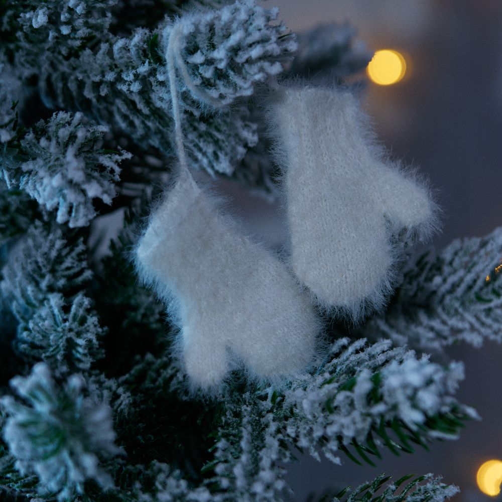 Подвеска на елку «Вьюжка», варежки, белая-3