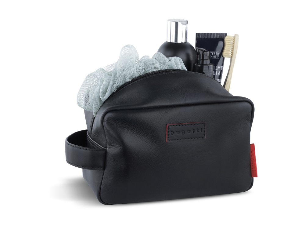 Несессер дорожный BUGATTI Clark, чёрный, воловья кожа/полиэстер, 20х10х13 см, 2,5 л-4