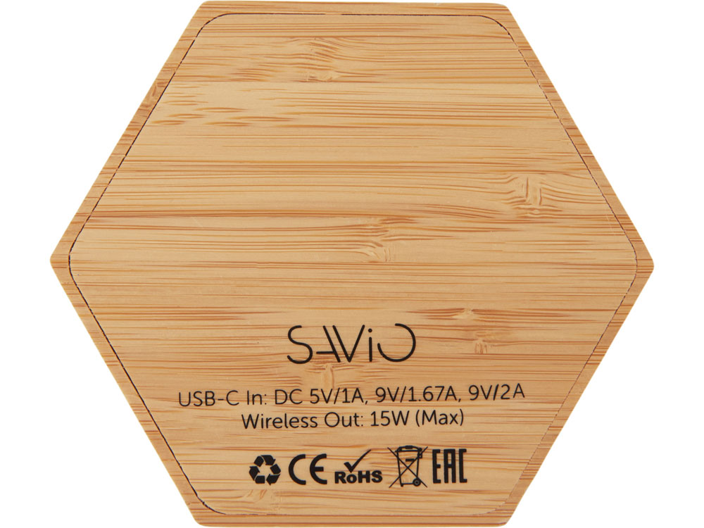 Беспроводное зарядное устройство Gex, 15 Вт, бамбук-4