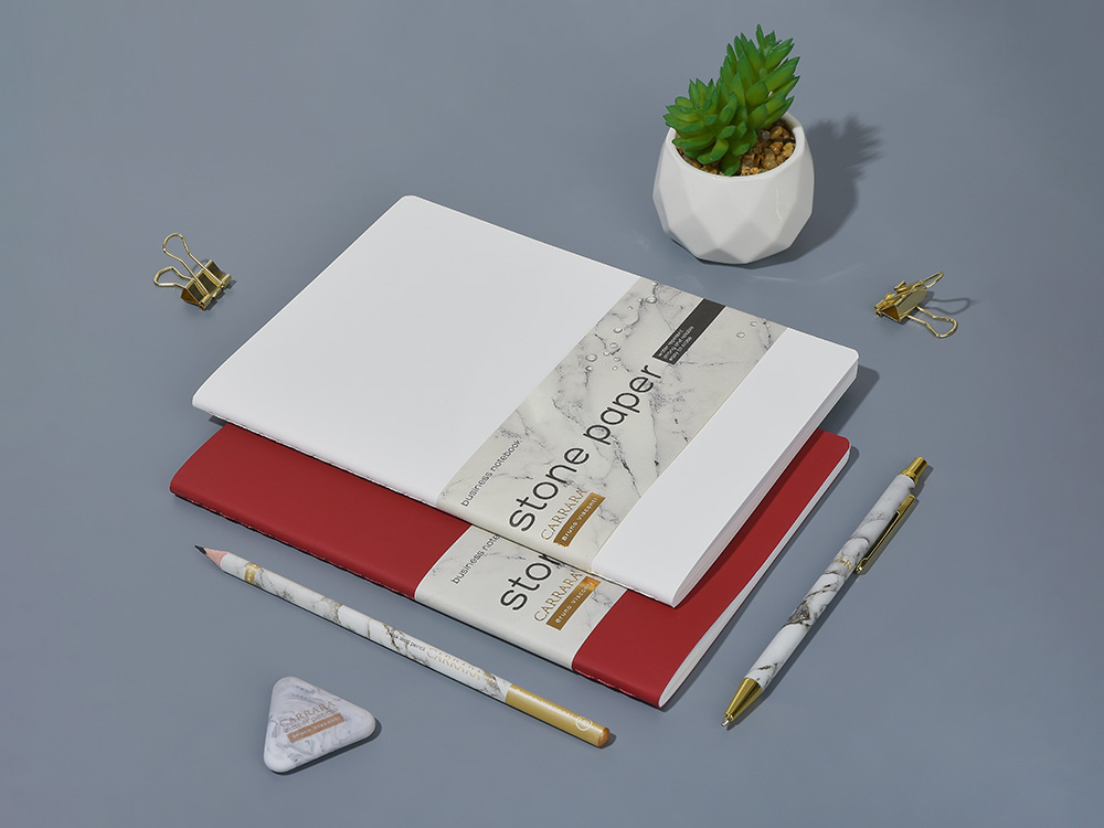 Тетрадь с каменной бумагой А5 Carrara 40 л., линейка, белый-6