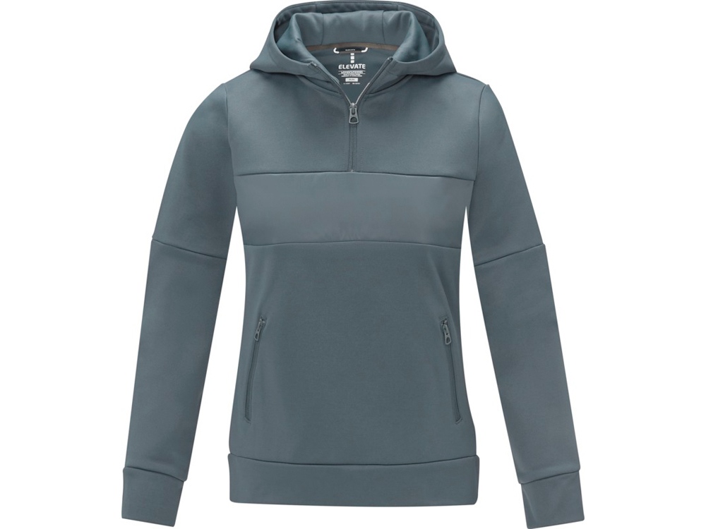 Женский свитер анорак Sayan на молнии на половину длины с капюшоном, steel grey-1