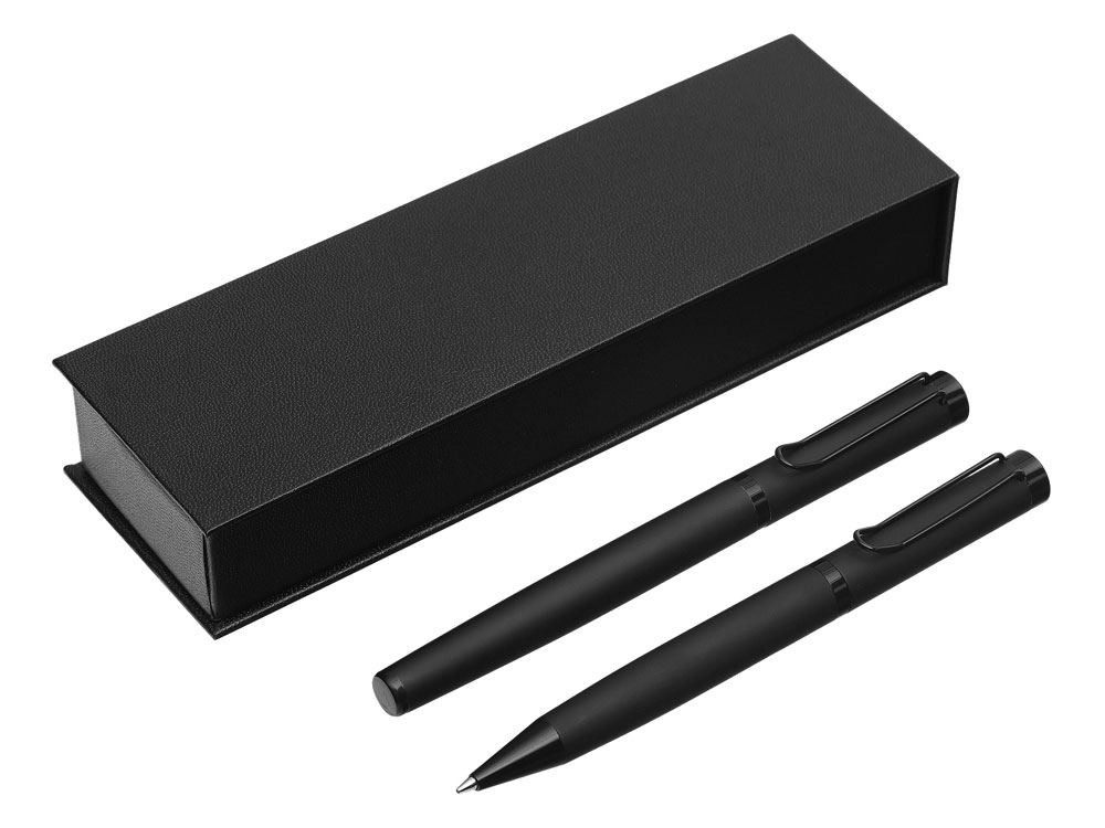 Подарочный набор из 2-х ручек Black Lama soft-touch, черный-0
