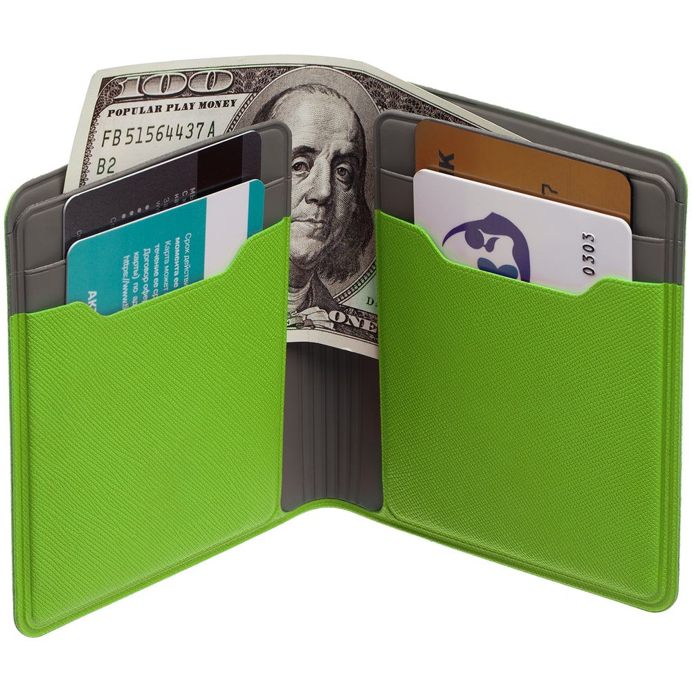 Картхолдер с отделением для купюр Dual, зеленый-2