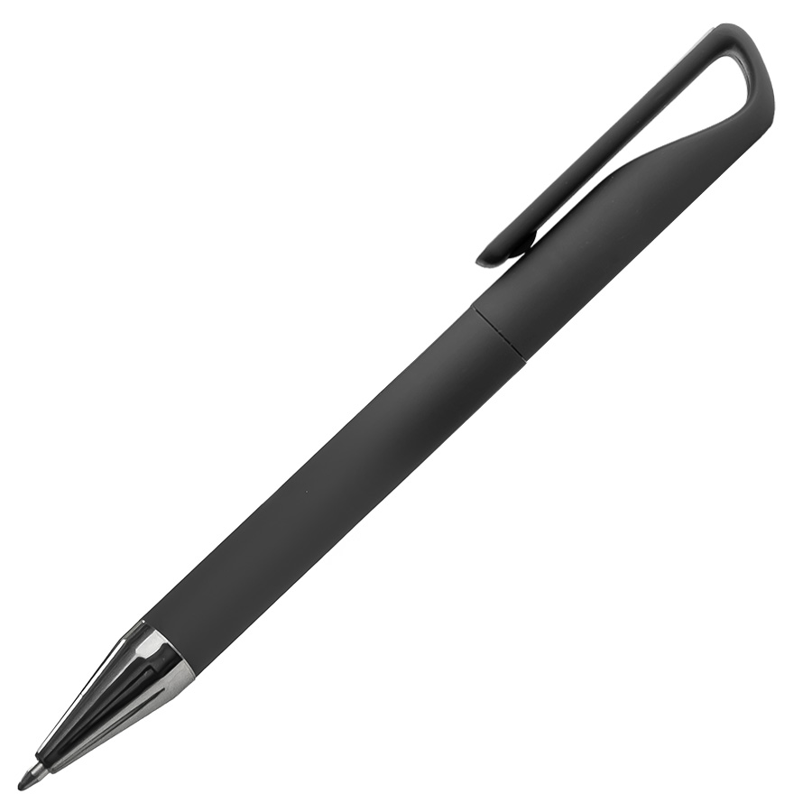 Ручка шариковая GLOSSY GUN с покрытием soft touch, черный, серебристый-1