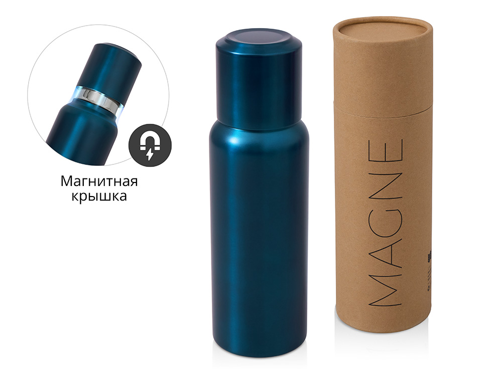 Вакуумный термос c магнитной крышкой Magne, 500 мл, темно-синий-0