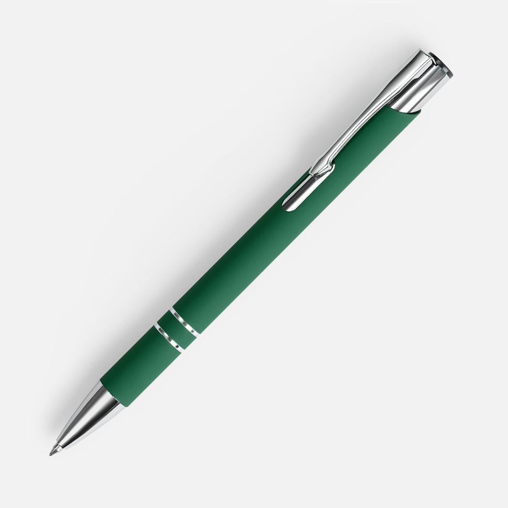 Ручка шариковая Keskus Soft Touch, зеленая-0