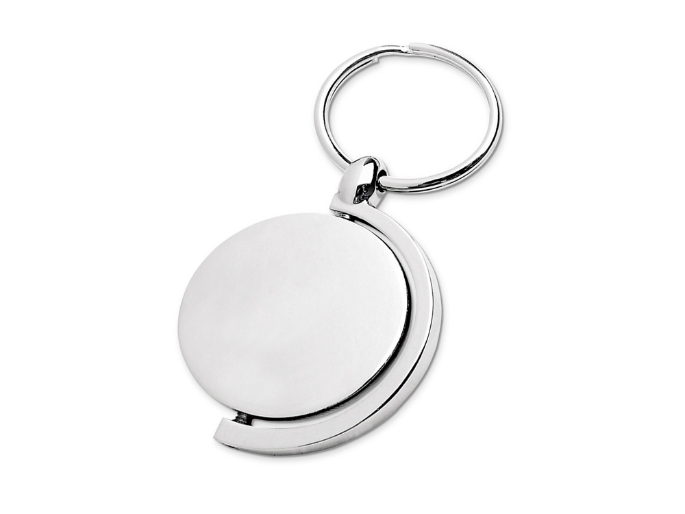 Брелок с глобусом, вращающимся внутри кольца, серебристый-1