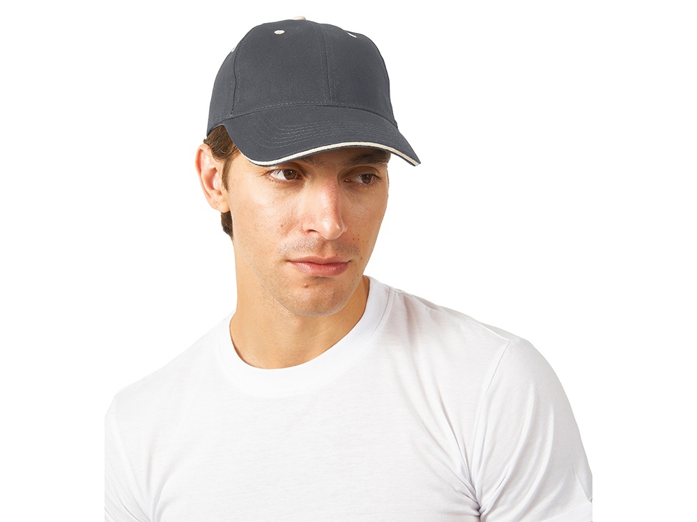 Бейсболка New Castle 6-ти панельная, серый/белый-1