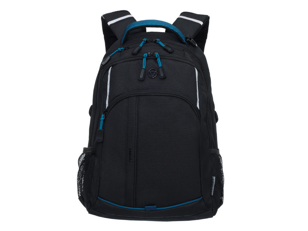 Рюкзак TORBER РАКЕТА с отделением для ноутбука 15.6, чёрный/синий, нейлон, 32 х 14 х 50 см, 22л-2