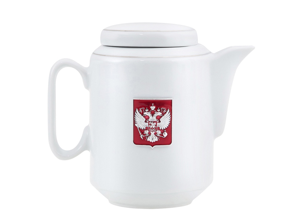 Чайный набор с подстаканником и фарфоровым чайником ЭГОИСТ-М, серебристый/белый-4