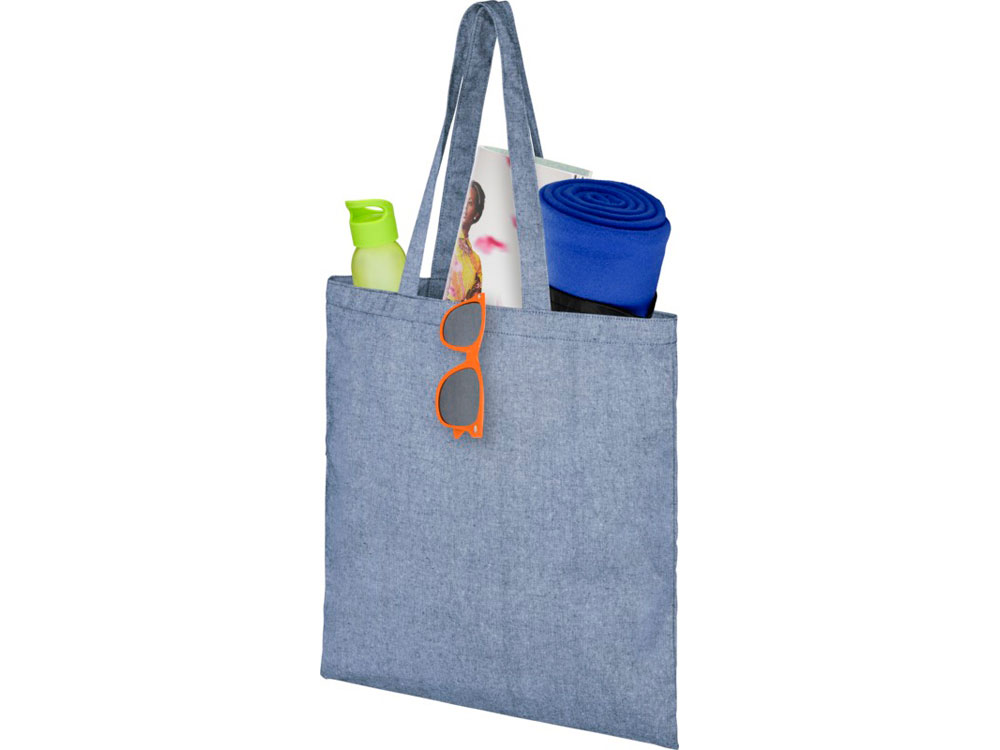 Сумка-тоут Pheebs из переработанного хлопка 150 г/м2, синий меланж-2