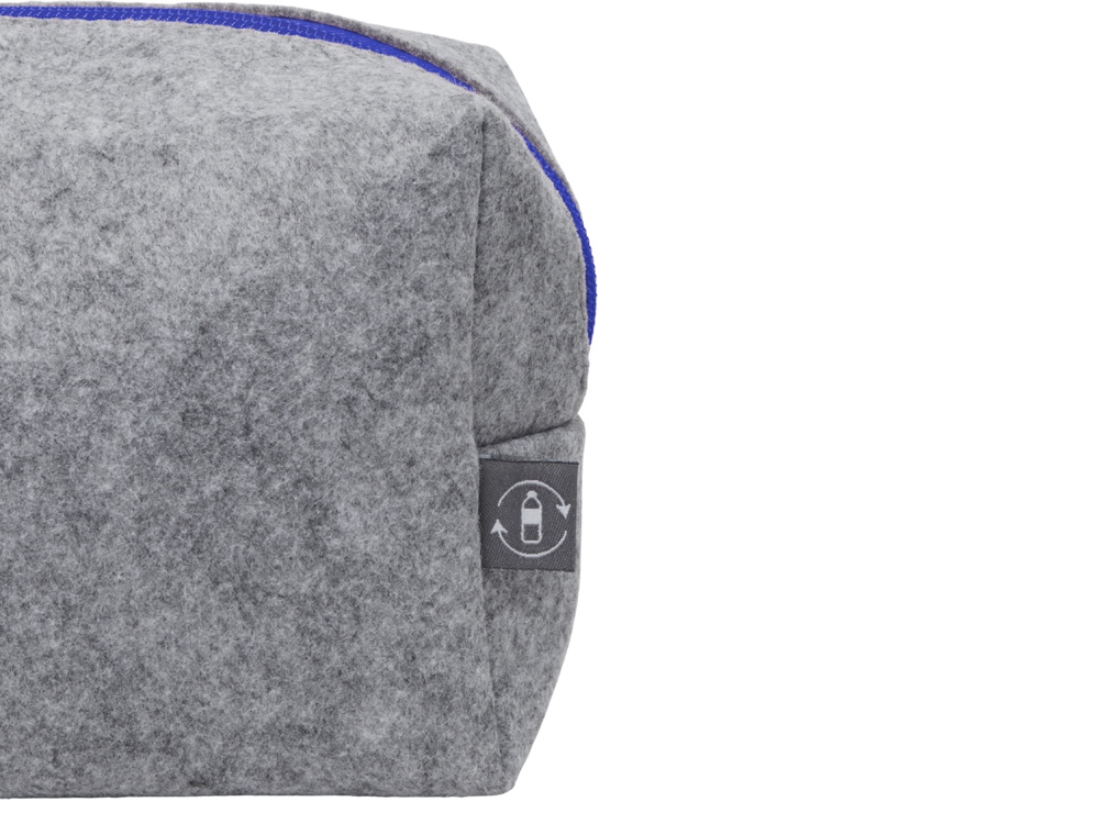 Косметичка из РПЕТ фетра с ручкой Felt, серый с синим-6