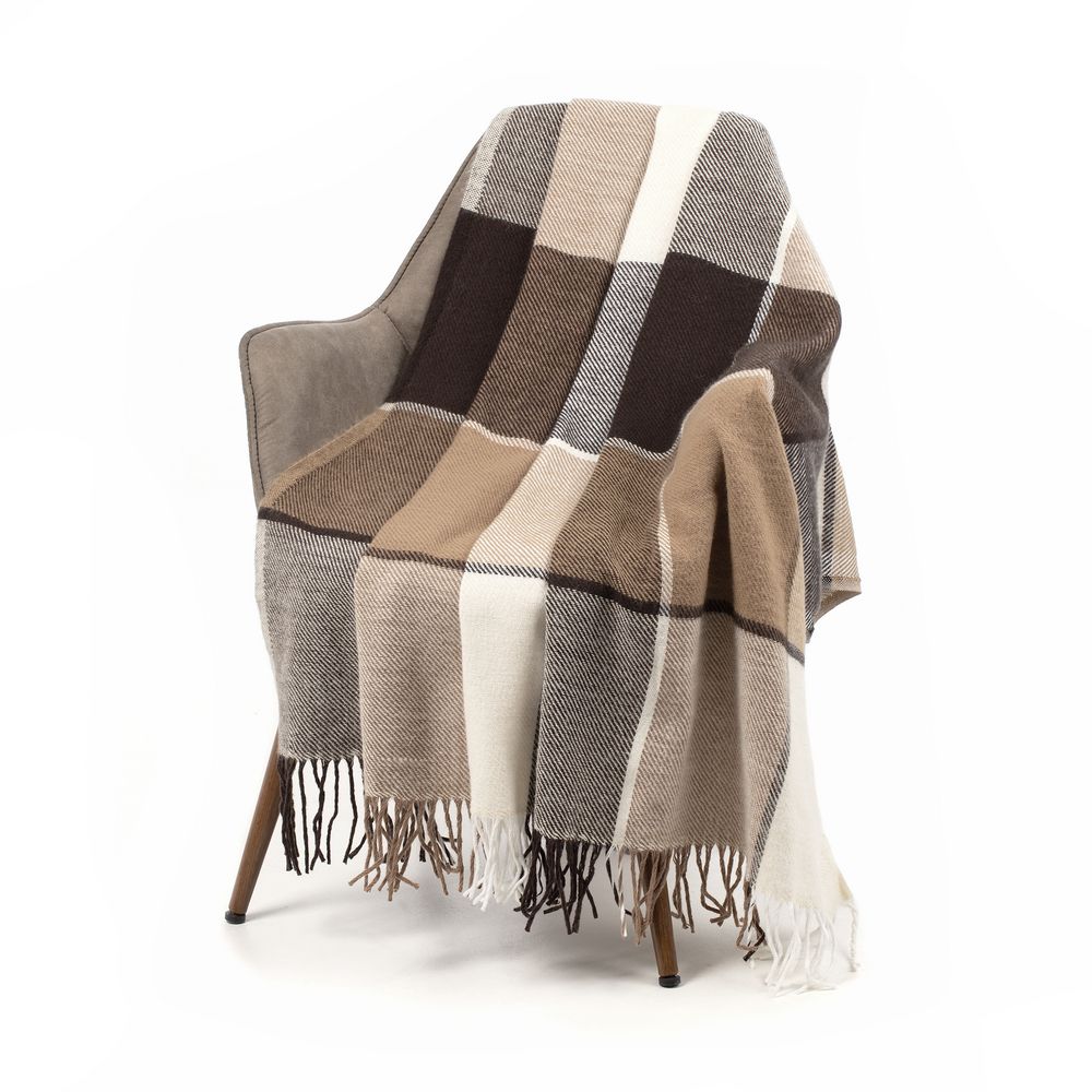 Плед Edinburgh, бежево-коричневый-1