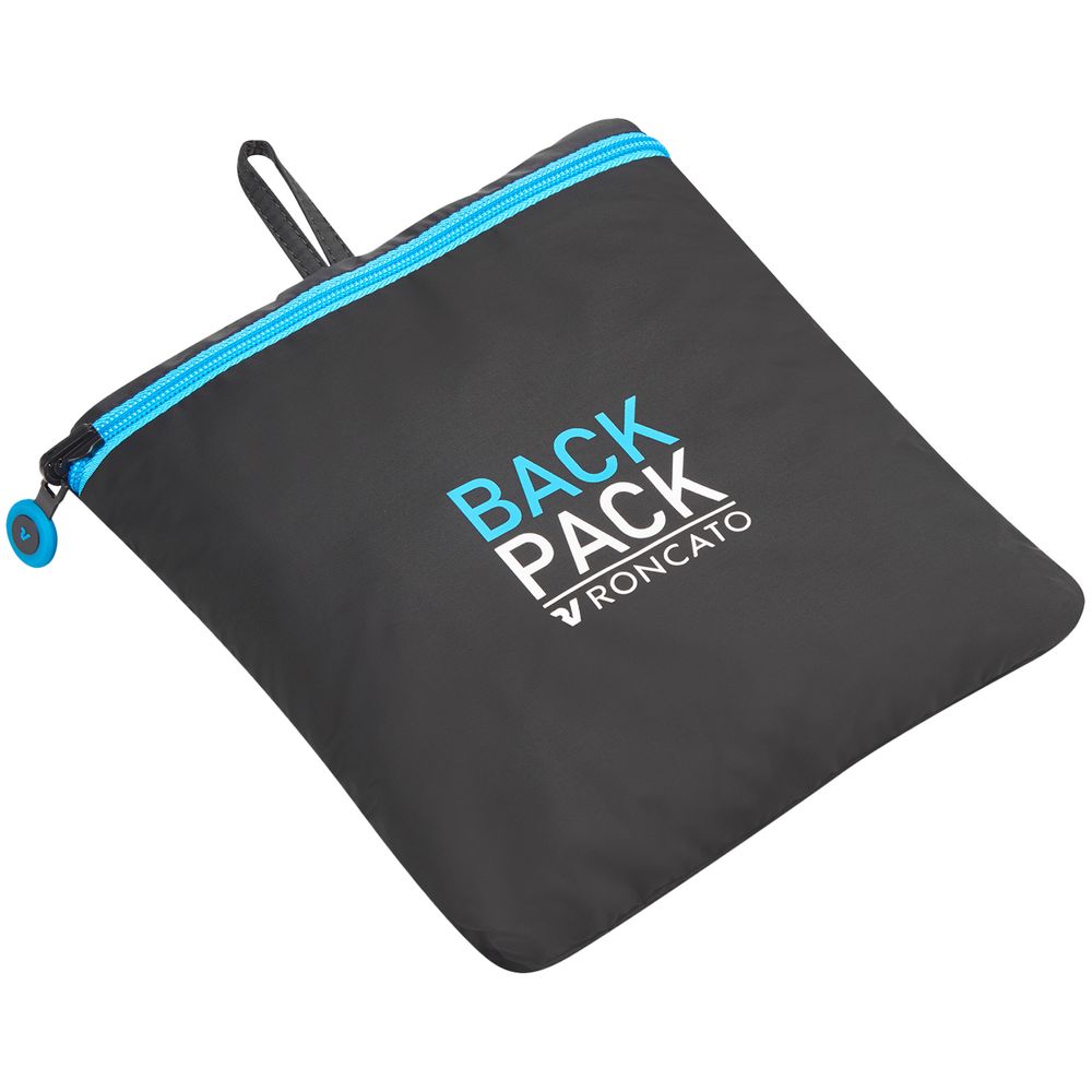 Складной рюкзак Compact Neon, черный с голубым-2