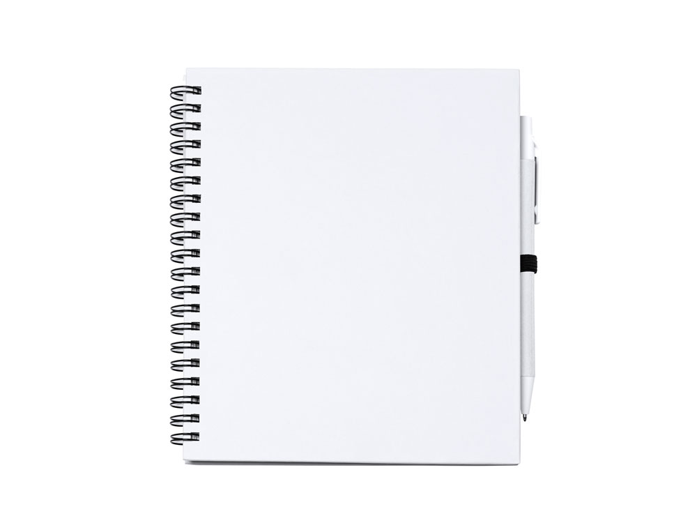 Блокнот LEYNAX с ручкой из переработанного картона, белый-0