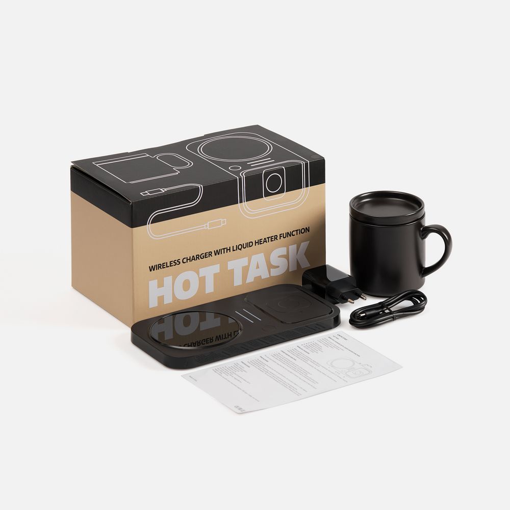 Беспроводное зарядное устройство с подогревом кружки Hot Task, черное-4