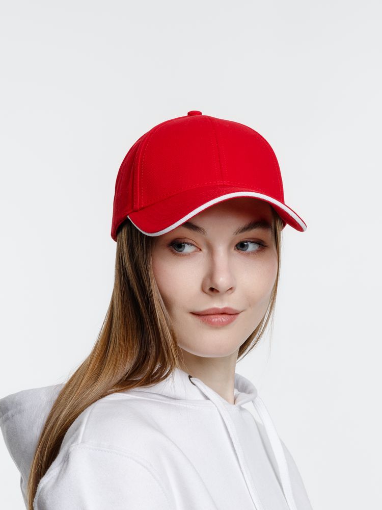 Бейсболка Spiker, красная с белым-4