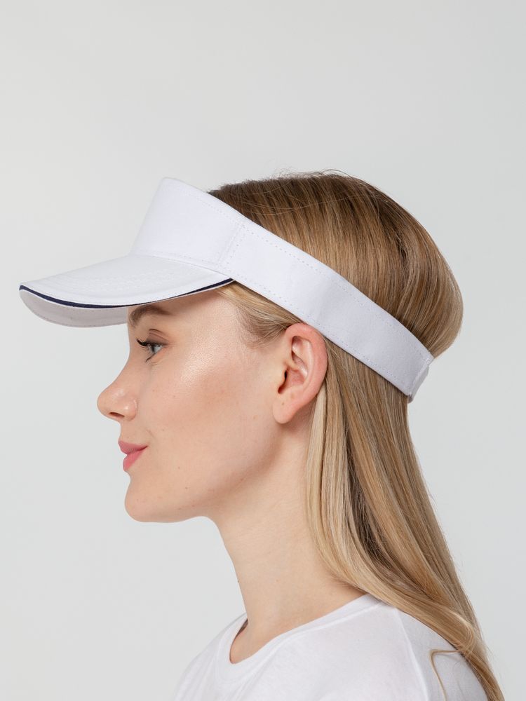 Козырек Active, белый с темно-синим кантом-4