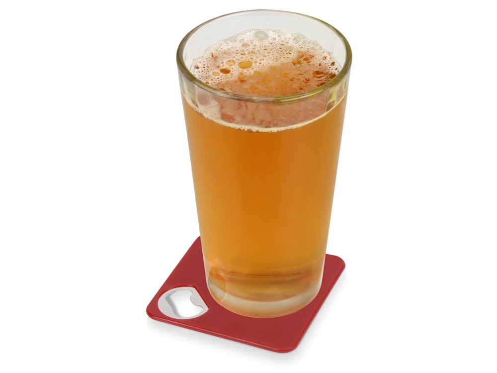 Подставка для кружки с открывалкой Liso, черный/красный-1