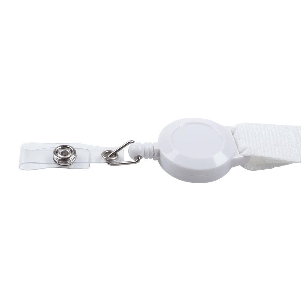 Лента для бейджа с ретрактором Retract, белая-3