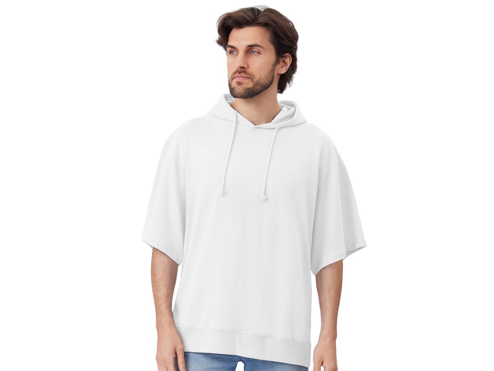 Худи оверсайз с коротким рукавом Warsaw унисекс, белый-1