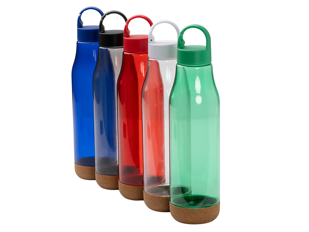 Бутылка Basti с пластиковым корпусом и пробковым дном, черный-6