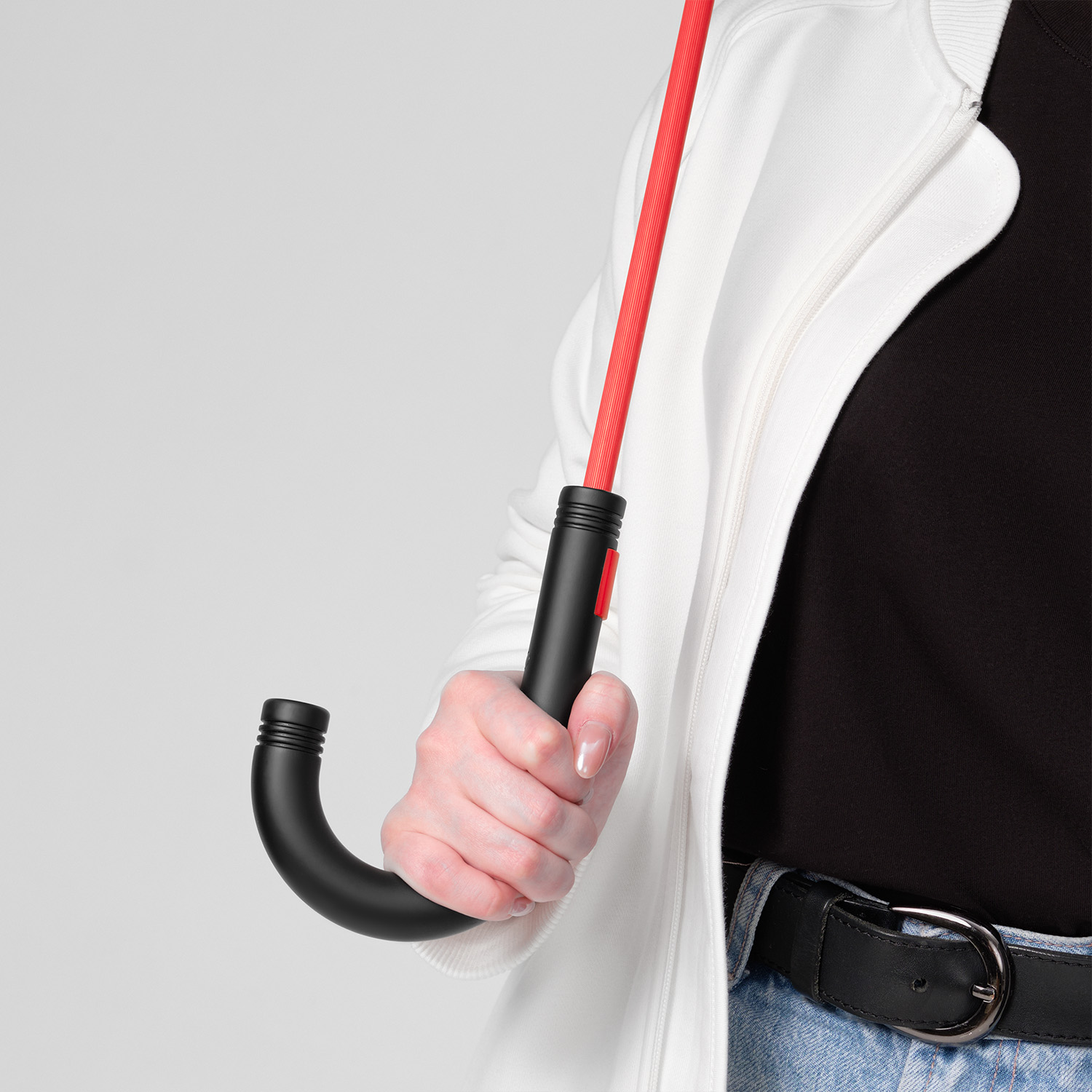 Зонт-трость Квантум (Quantum), черный/красный-6