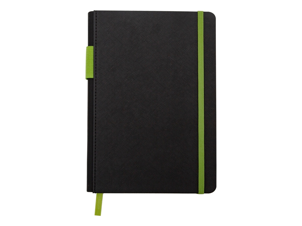 Бизнес блокнот Bossy с цветным срезом, твердая обложка, 128 листов, черный и зеленое яблоко-1