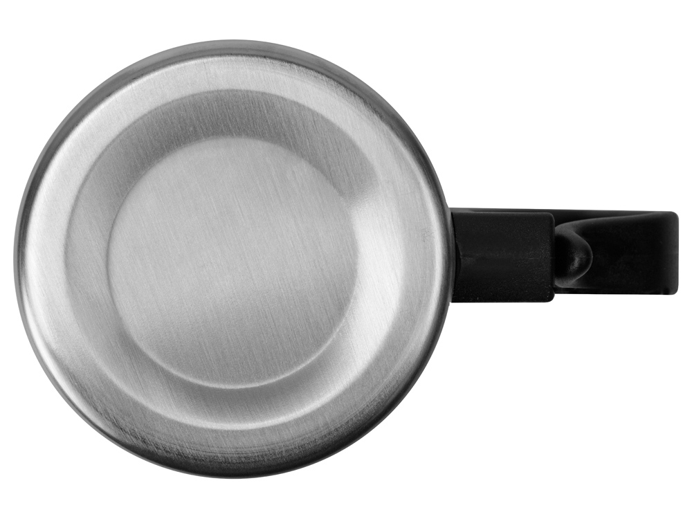 Стальная кружка Climber с пластиковой ручкой, серебристый/черный-3